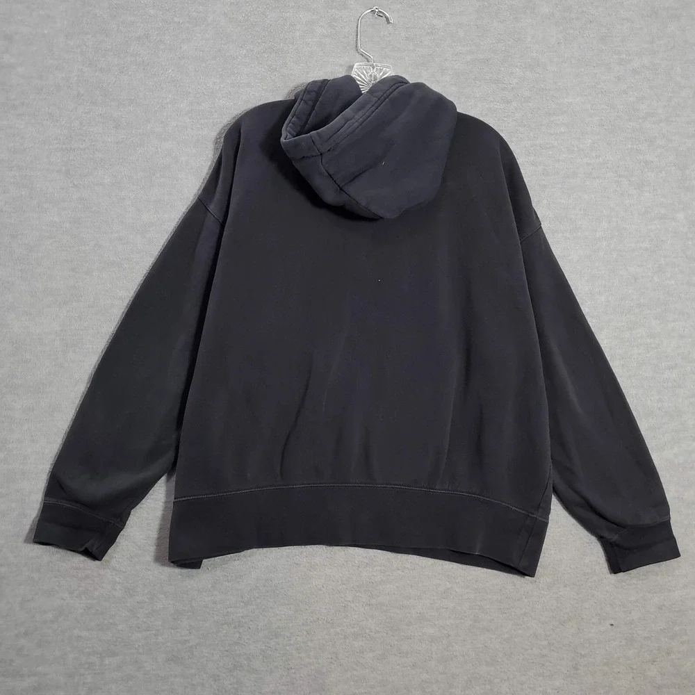 Nike Women Sweatshirt XL Black Swoosh Fleece Hoodie Oversized Drawstring READ